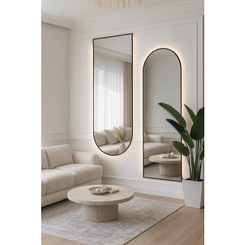 Lustro AMARE DUO – zestaw luster półowalnych LED w ramie MDF do salonu, sypialni, przedpokoju i garderoby